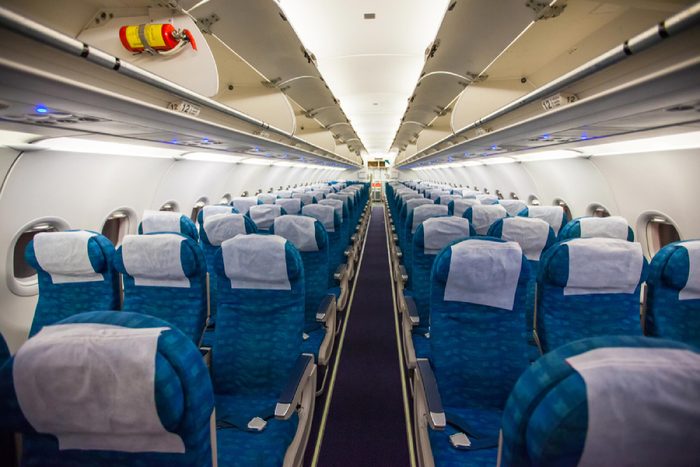 Airplane interior without passengers