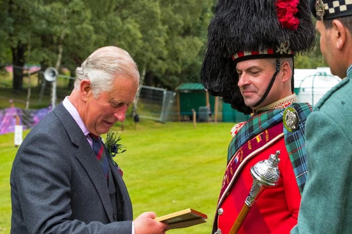 BALLATER, ABERDEENSHIRE, SCOTLAND - 11 AUGUST: This is Charles, Duke of Rothesay and Prince of Wales at Ballater Highland Games, Aberdeenshire, Scotland on 11 August 2016.