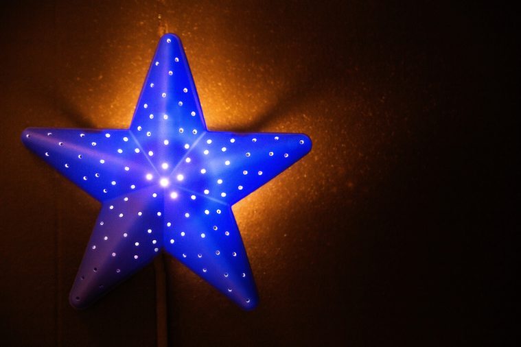 photo of nightlight in the shape of a star in the children's room
