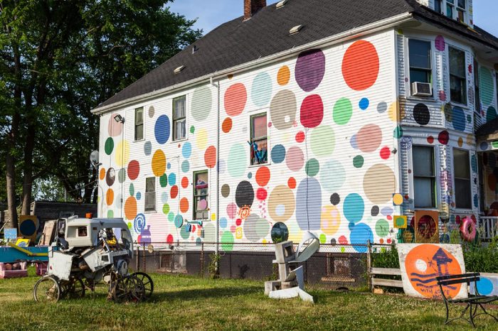 DETROIT, USA - June 21, 2016: The Heidelberg Project in Detroit, Michigan, USA. The Heidelberg Project is an outdoor art project in Detroit, Michigan which found by Tyree Guyton in 1986.