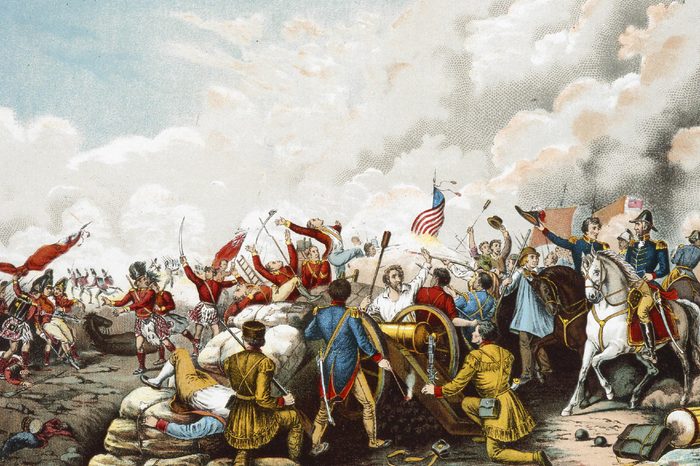 General Andrew Jackson's victory at New Orleans January 8, 1815, the final battle of the War of 1812 between the United States of America and Great Britain. colour lithograph from Columbus and Columbia, 1893