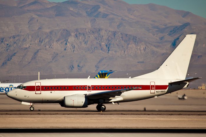 LAS VEGAS - NOVEMBER 12:Boeing 737-200 of Janet airline taking of from KLAS Airport in Las Vegas, USA on November 12, 2010 Janet is a call sign used by planes transporting employees to famous AREA 51