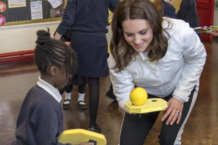 Catherine Duchess of Cambridge visits Bond Primary School to see the work of the Wimbledon Junior Tennis Initiative