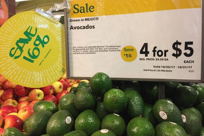 NEW YORK CITY: March 2, 2018: Amazon (NASDAQ: AMZN) has cut prices on avocados at Whole Foods. Whole Foods stores have cut prices nationally on more than a dozen popular items, including organic eggs,
