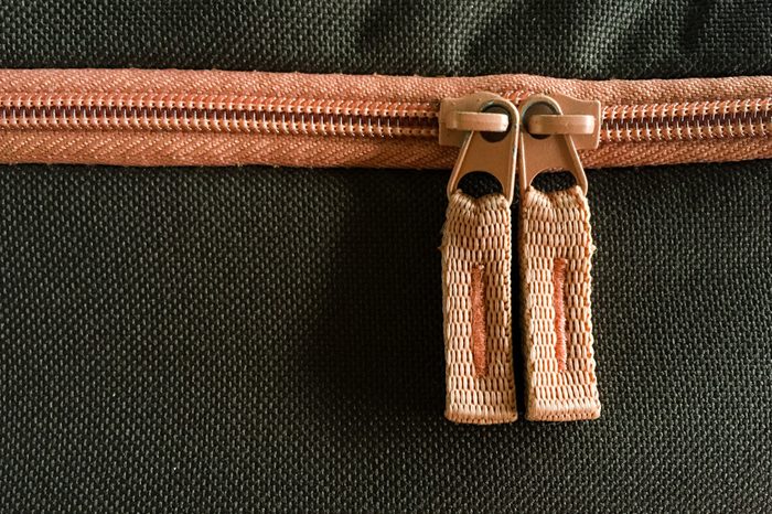zipper on bag background.