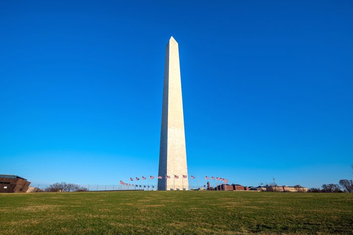 Washington Monument in Washington, D.C. with blue sky