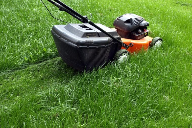 Mowing a lawn with a lawn mower