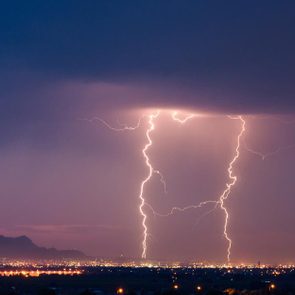 Lightning strikes during a storm over El Paso, Texas