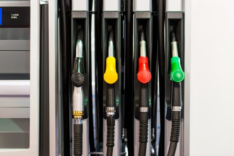Gas pumps on gas station for refilling fuel