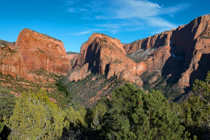 The peaks along Kolob Canyon in Zion National Park, Utah