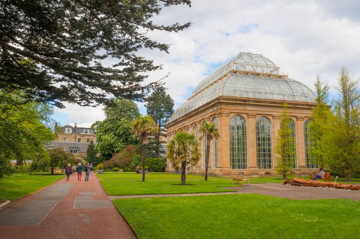 The Victorian Tropical Palm House, the oldest glasshouse at the Royal Botanic Gardens, a public park in Edinburgh, Scotland, UK.