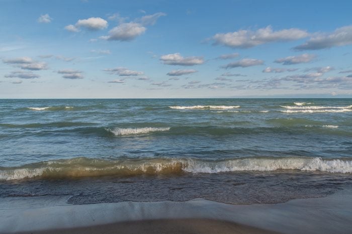 Waves crashing in on the shore of Lake Michigan. Indiana dunes state park, Indiana.