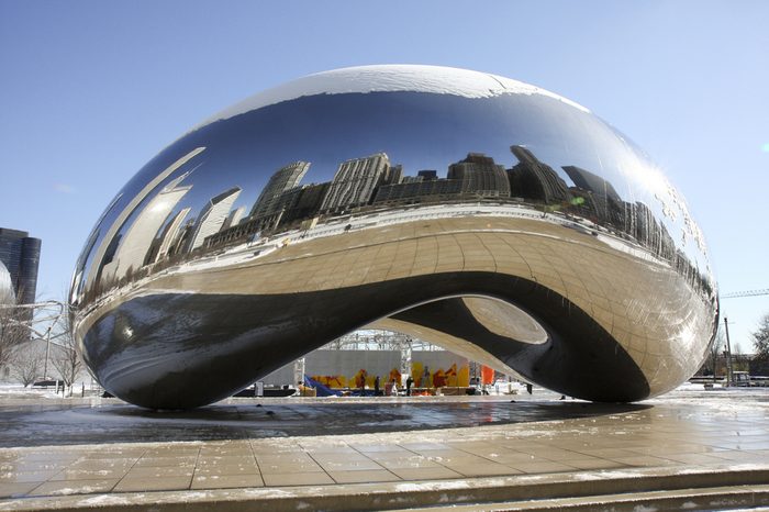 Cloud Gate also known as the Bean, in Millennium Park, Chicago