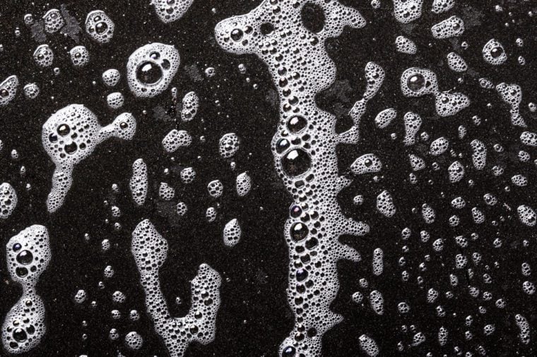 Soap bubbles black and white texture. 