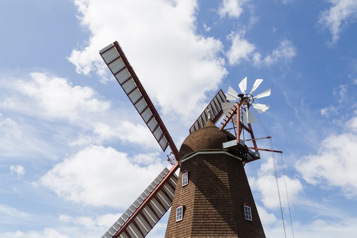 Ramloese, Denmark - June 19, 2016: Historic Danish windmill on the Danish Windmill Day 2016.