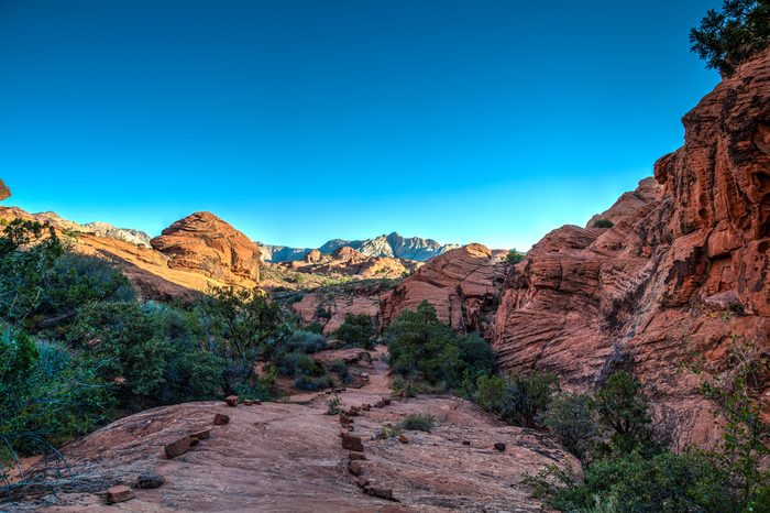 Snow Canyon State Park -Ivins -Utah. This scenic desert red rock park near St. George, has numerous hiking trails, canyons, and spectacular vistas. 