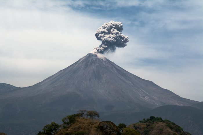 Colima Volcano Landscape throwing smoke.
