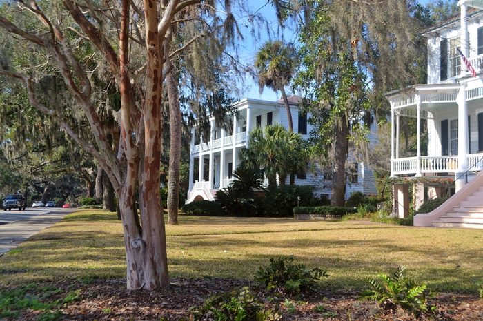 Bay Street Beaufort South Carolina, lined with beautiful antebellum homes.