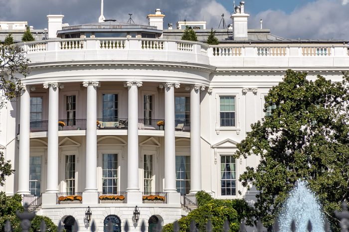 The White House in Washington DC, closeup of southern facade
