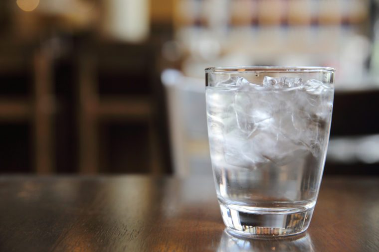 Water glass in restaurant