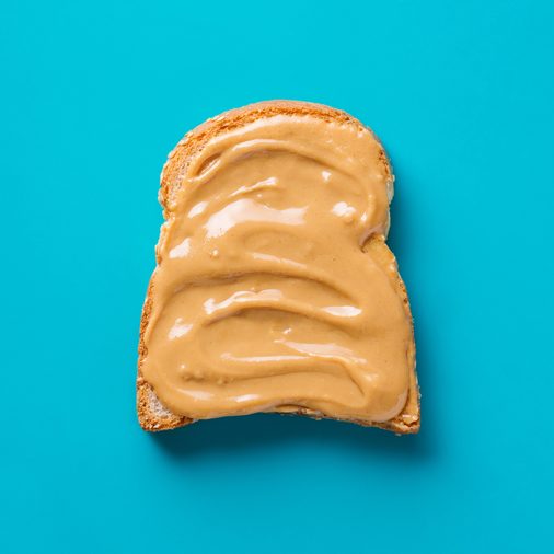 Delicious Toast with peanut butter, close up