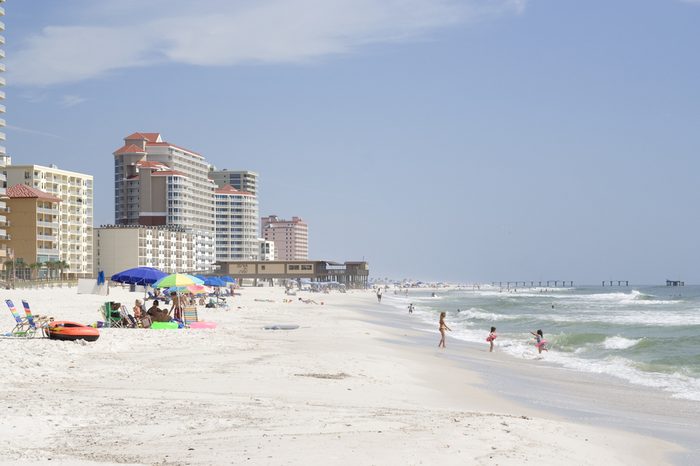 Lots of people enjoying the beach at Gulf Shores, AL.