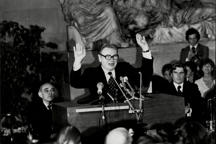 American Vice President Nelson Rockefeller Addresses A Crowd At The British Museum.