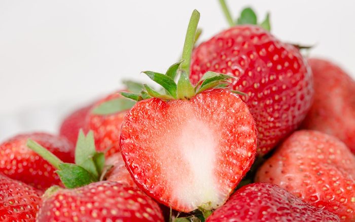 Fresh strawberries fruit on white background