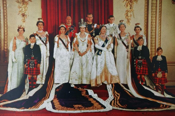 The Royal Family photographed at Buckingham Palace after the Coronation of Queen Elizabeth 1953