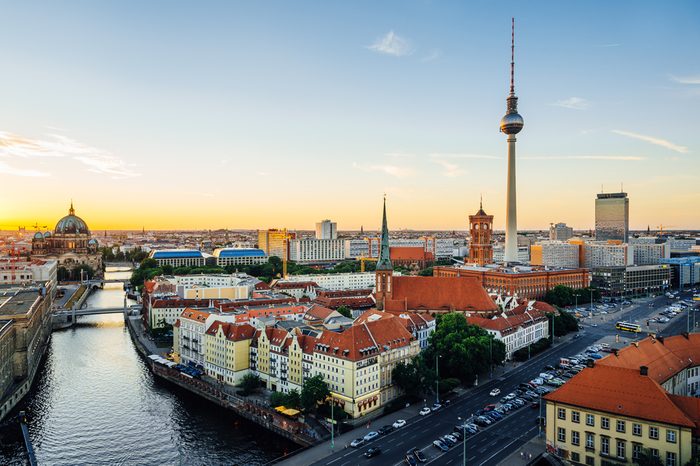 Berlin, Germany. Aerial view of Berlin during beautiful sunset