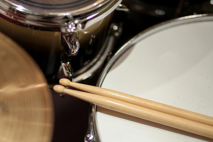 drums closeup and drum sticks.