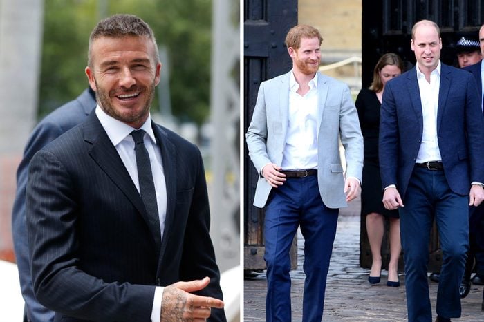 David Beckham and Princes William and Harry