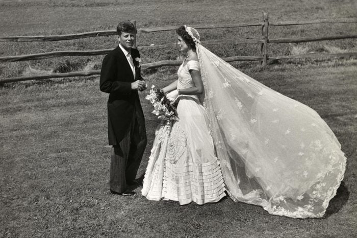 John F. Kennedy and Jacqueline Bouvier on their wedding day, 1953
