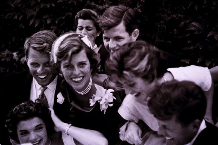 Kennedy-Bouvier wedding, close-up portrait of Kennedy family with couple