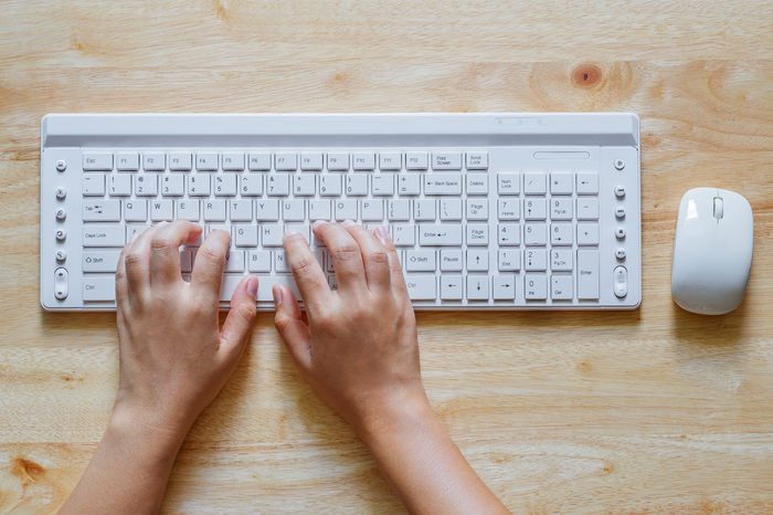 hand working keyboard computer