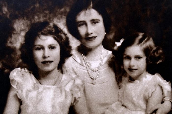 Princess Elizabeth (later Elizabeth II) with her sister Margaret and mother Queen Elizabeth.