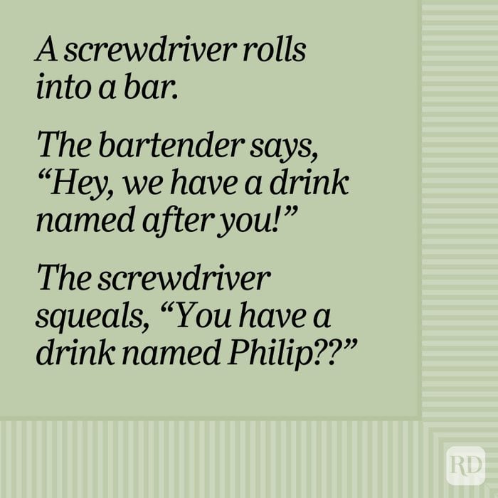 A Screwdriver Rolls Into A Bar Bar Joke