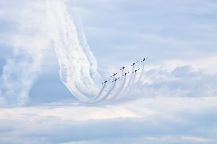 Group of planes during the display on airshow