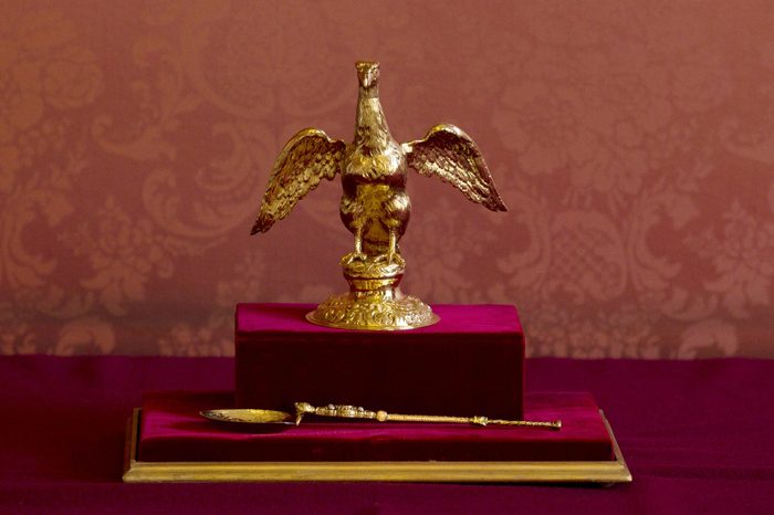The Ampulla and Coronation Spoon used at the Coronation of Queen Elizabeth II in 1953
