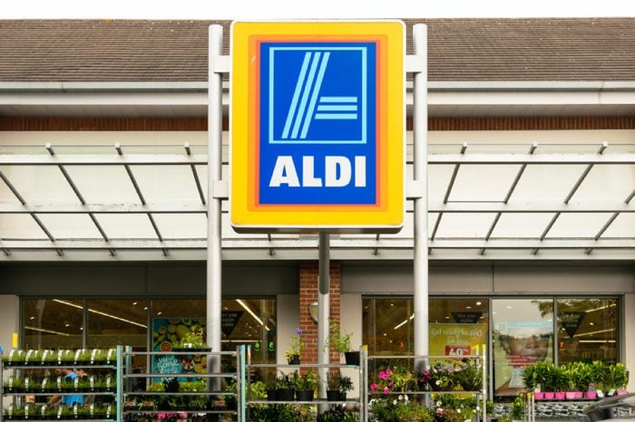 Exeter, Devon, United Kingdom - August 18, 2016: Outside Aldi supermarket in Exeter. Aldi is a leading global discount supermarket chain with almost 10,000 stores in 18 countries.