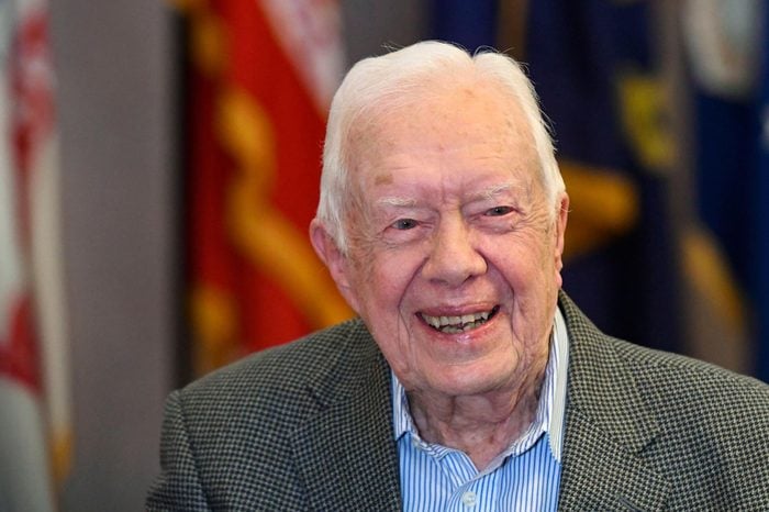 Former President Jimmy Carter, 93, sits for an interview about his new book "Faith: A Journey For All" which will debut at no. 7 on the NYT best sellers list, pictured before a book signing, in Atlanta