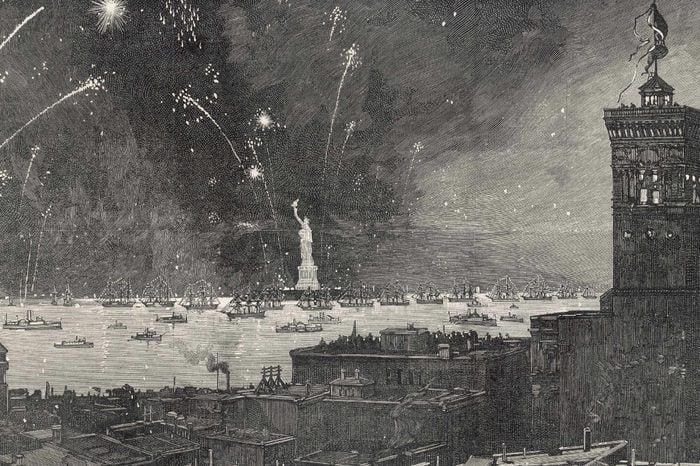 New York: Inauguration of Bartholdi's Statue of Liberty in 1886 with A Firework Display 1886