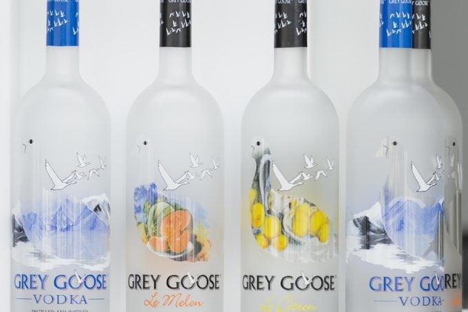New York, NY USA - August 23, 2017: Bottles of Grey Goose vodka on display at US Open 2017 championship