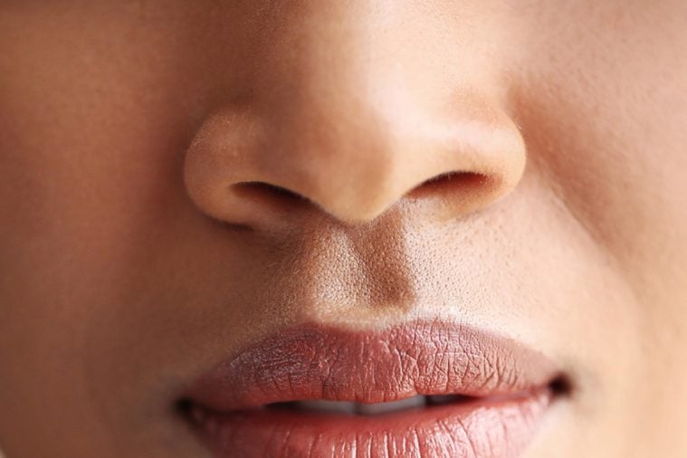 Face. Female lips in close-up