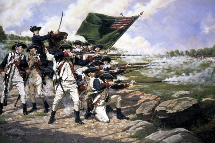 Painting of the Delaware Regiment at the Battle of Long Island. By Domenick D'Andrea. Dated 1776 (Photo by: Universal History Archive/UIG via Getty images).