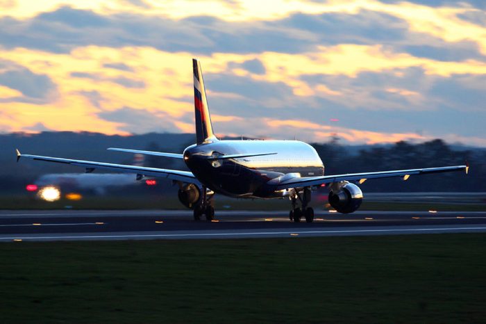 PRAGUE, CZECH REPUBLIC - NOVEMBER 2, 2012: Airbus A320-214 VQ-BIT of Aeroflot Russian Airlines landing at Ruzyne international airport.