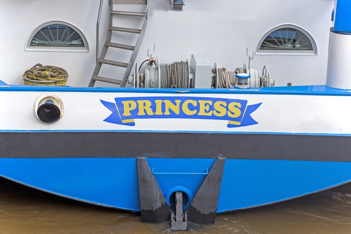 Princess yacht's name, close up