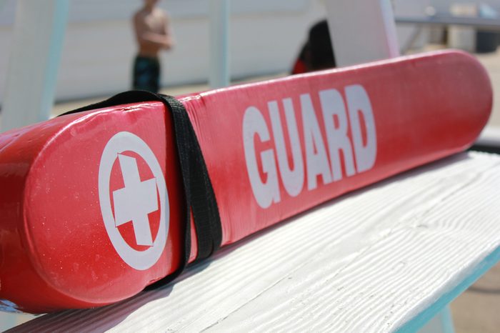 Lifeguard Rescue tube on Pool Lifeguard Stand