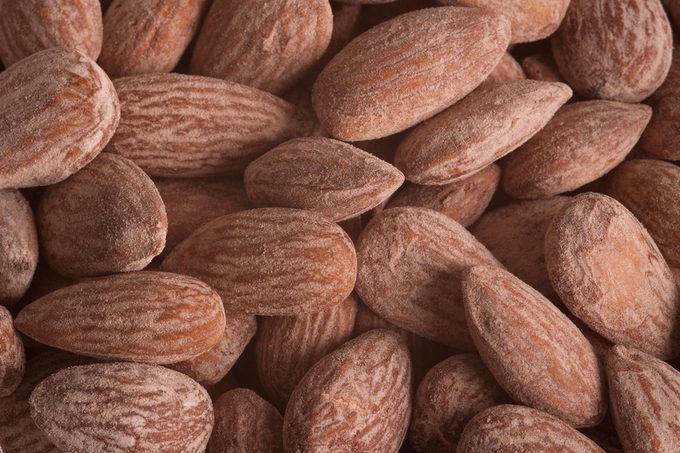 Almonds close up background