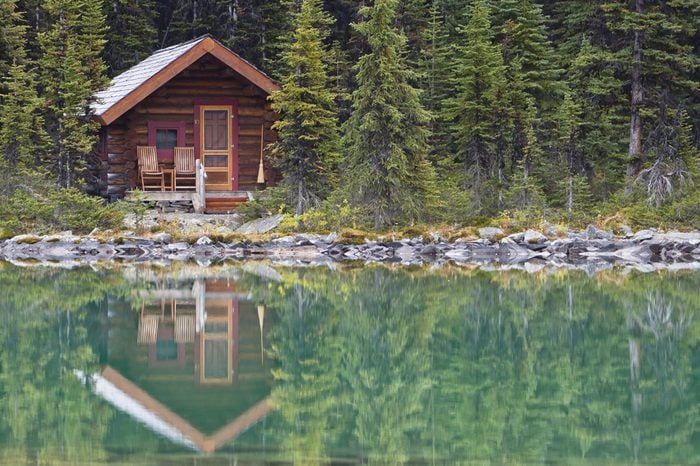 A Single Cabin on a Still Lake in the Wilderness, An ideal getaway spot